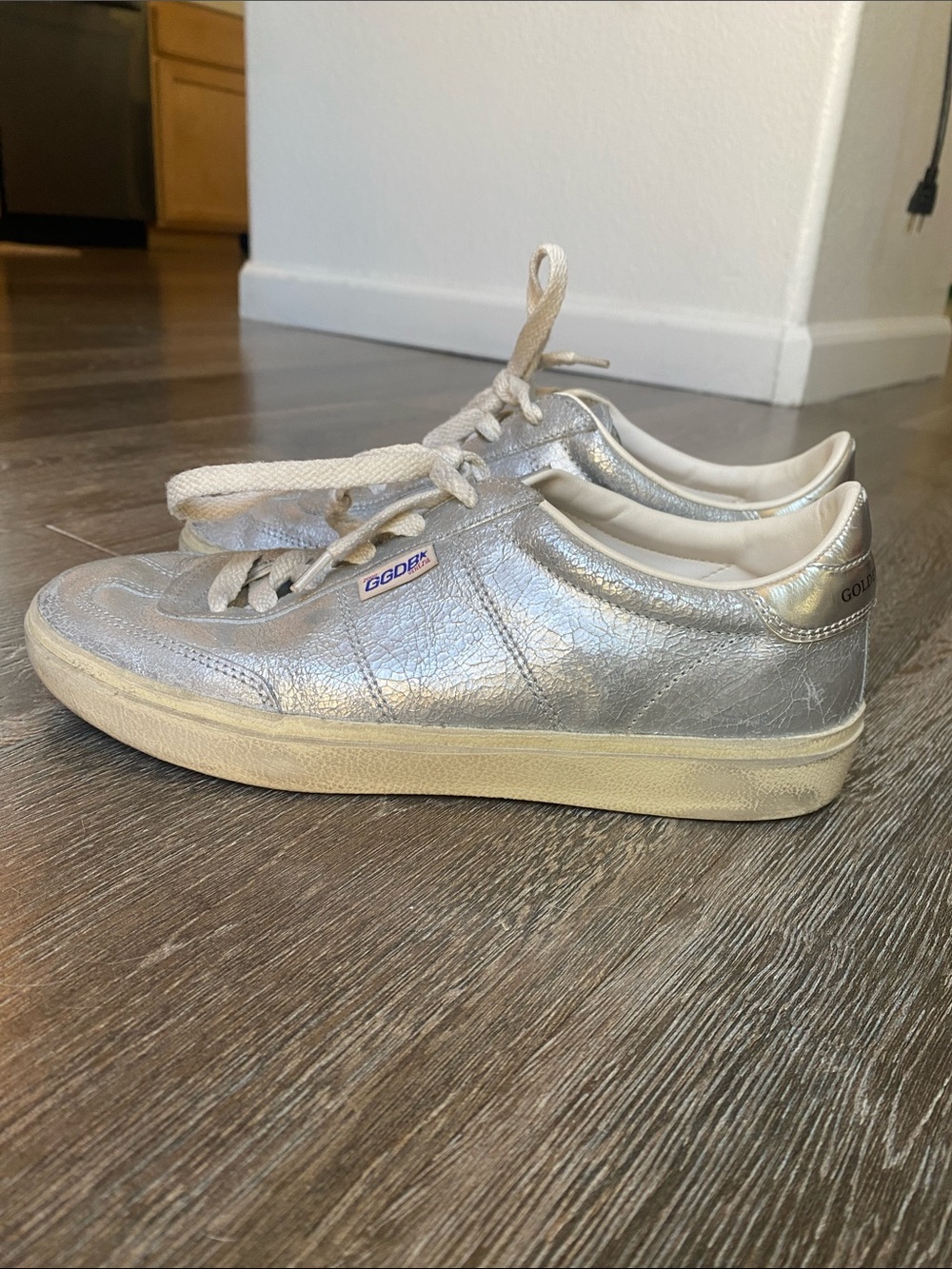 Golden Goose Silver Metallic Low-Top Sneakers
